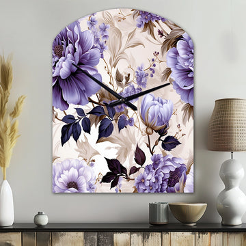 Victorian Elegance Soft Lavender Blossom II - Asymmetric Metal Wall Clock